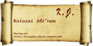 Kolozsi János névjegykártya